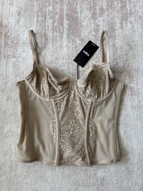 Aritzia TEN Lace Bustier in Light Beige Size M